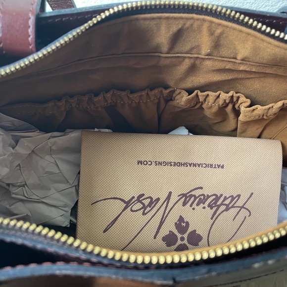 Patricia Nash Tote Bag NEW Braden Tote Color Block Leather Brown Green - Picture 10 of 12